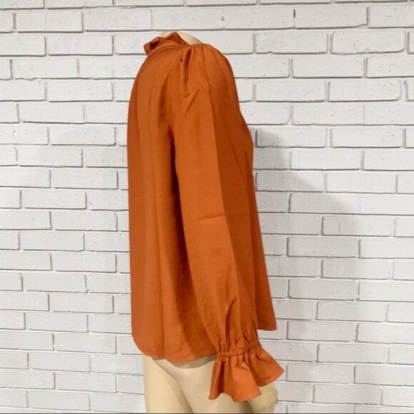 J.Crew Gathered Ruffle Drapey Top in Deep Ember - Picture 7 of 10